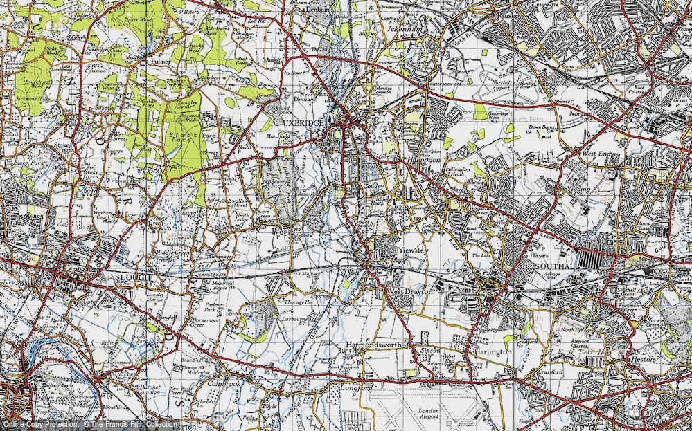 Old Map of Cowley Peachy, 1945 in 1945