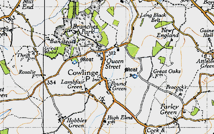 Old map of Cowlinge in 1946