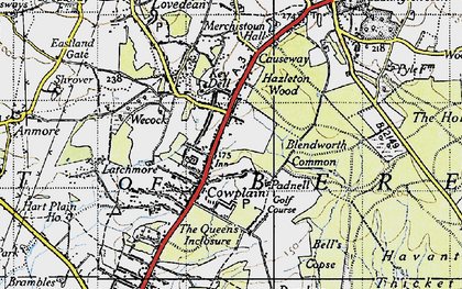 Old map of Cowplain in 1945