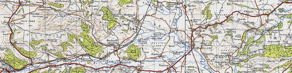 Old map of Adley Moor in 1947