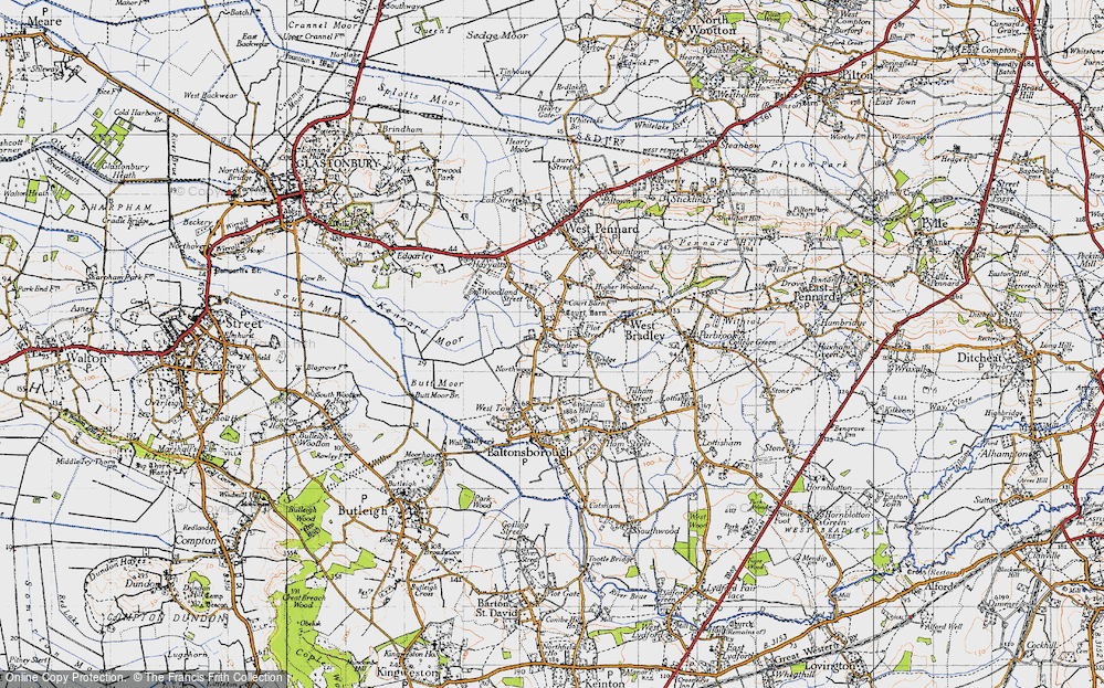 Old Map of Historic Map covering Windmill Hill in 1946
