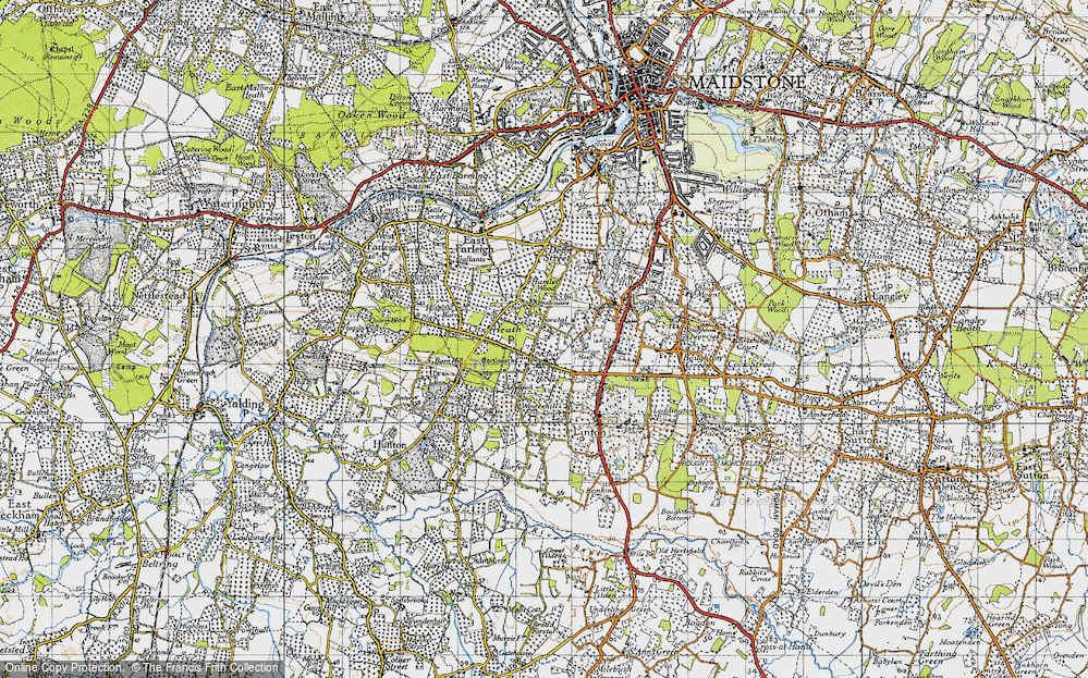 Old Map of Coxheath, 1940 in 1940