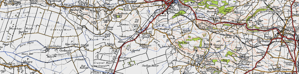 Old map of Coxley in 1946