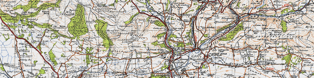 Old map of Coytrahên in 1947
