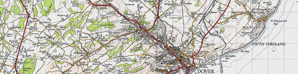 Old map of Crabble in 1947