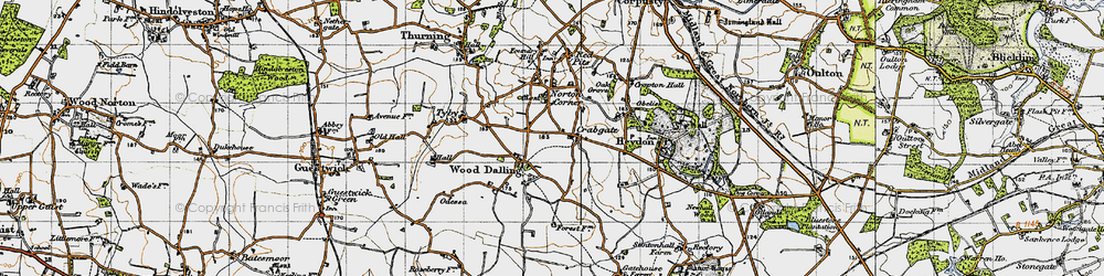 Old map of Crabgate in 1945