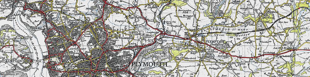 Old map of Crabtree in 1946