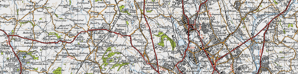 Old map of Bignall Hill in 1946