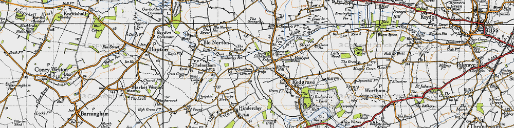 Old map of Source of Little Ouse River in 1946