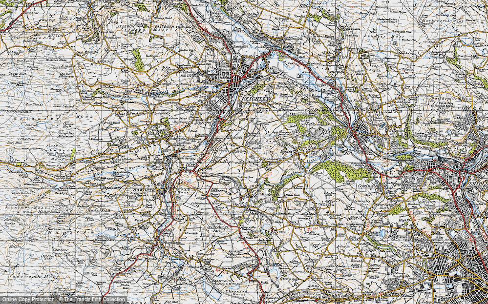 Old Map of Cradle Edge, 1947 in 1947