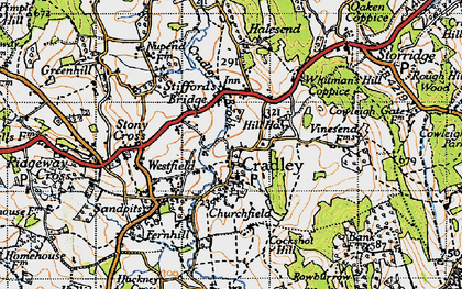 Old map of Cradley in 1947