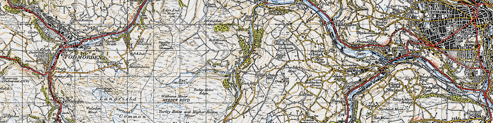 Old map of Cragg Vale in 1947