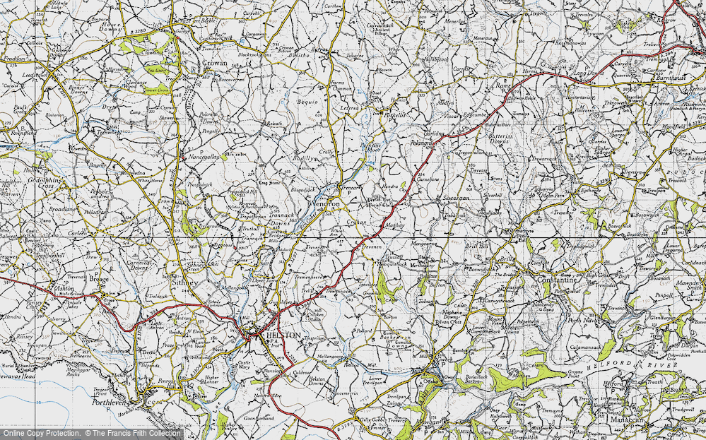 Old Map of Historic Map covering Boderwennack in 1946