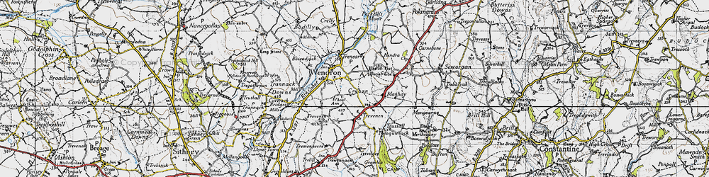 Old map of Boderwennack in 1946