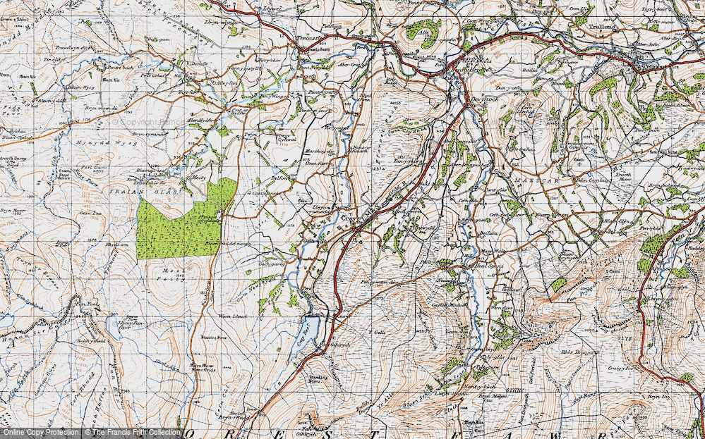 Old Map of Historic Map covering Fforest Fach in 1947