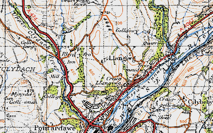 Old map of Craig Llangiwg in 1947