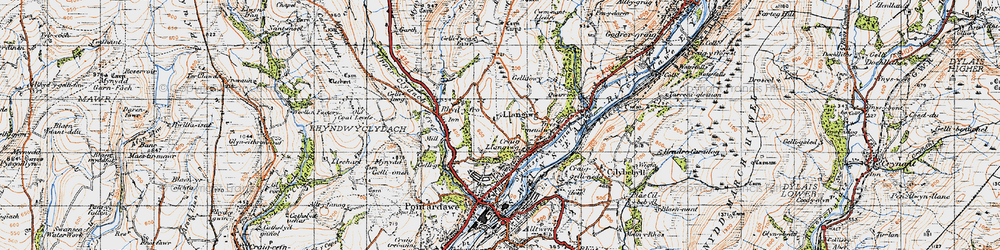 Old map of Craig Llangiwg in 1947