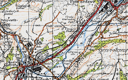 Old map of Ynys-y-mond in 1947