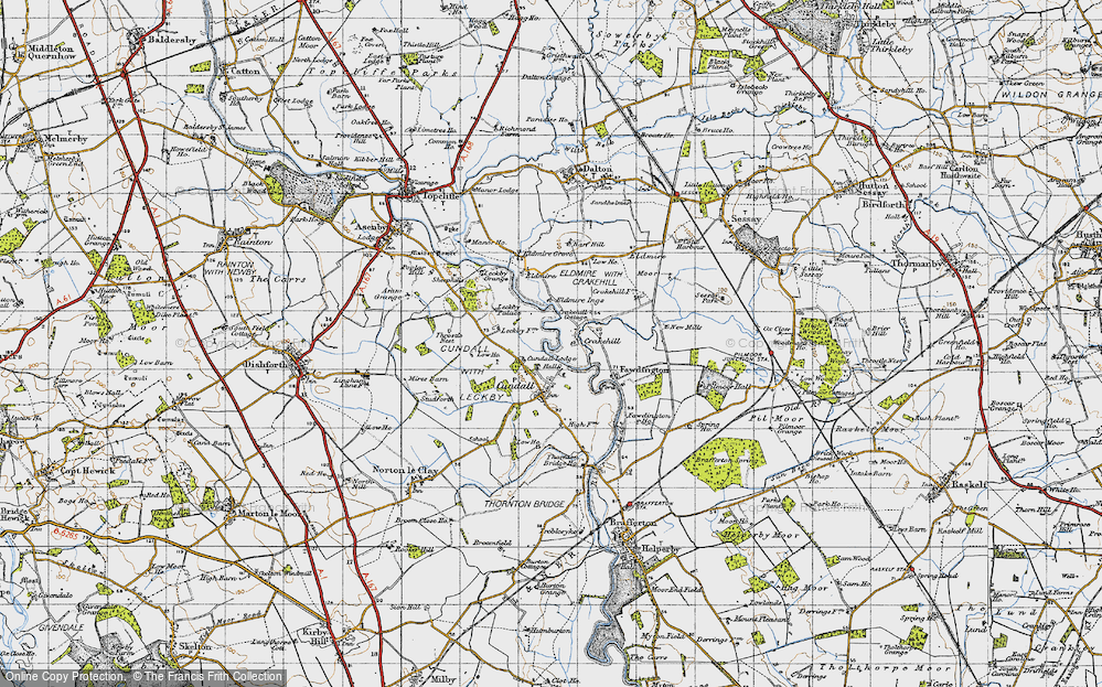 Old Map of Historic Map covering Leckby Grange in 1947