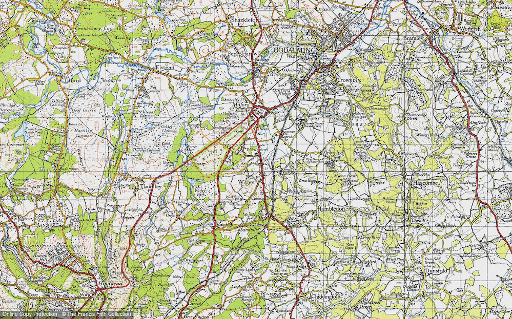 Old Map of Historic Map covering Witley Common in 1940