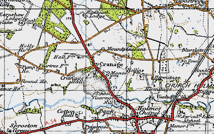 Old map of Cranage in 1947