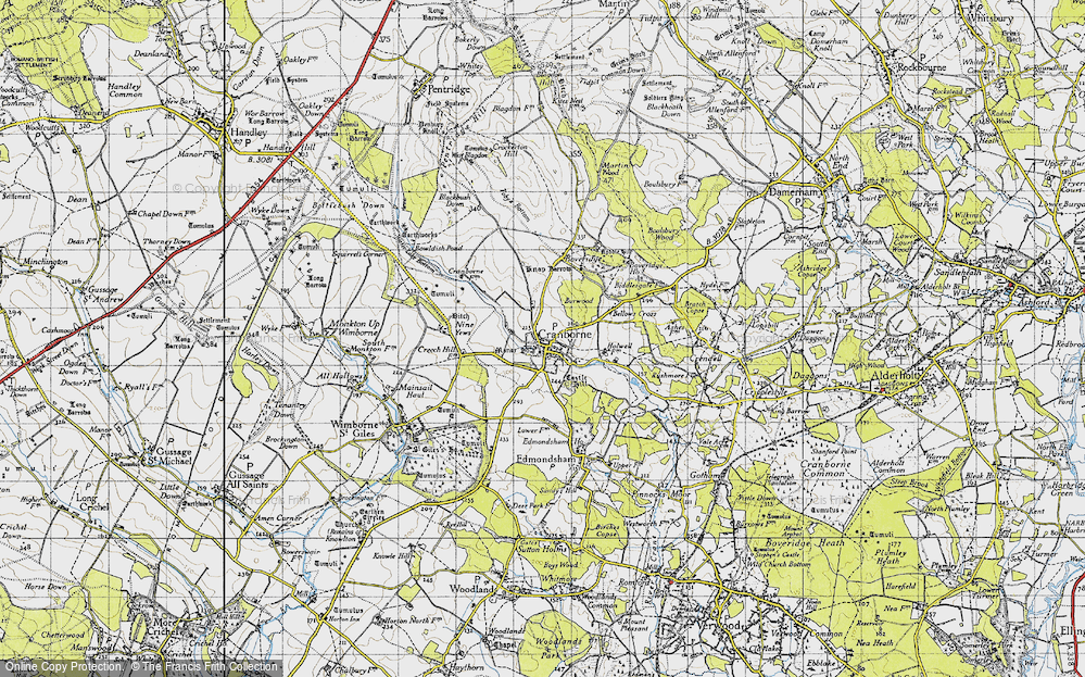 Old Map of Historic Map covering Bellows Cross in 1940