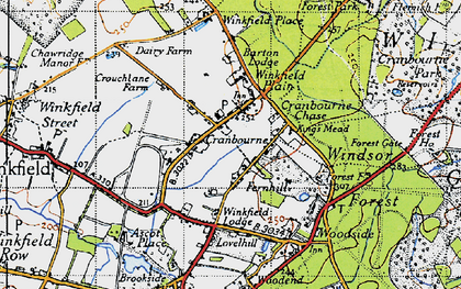 Old map of Winkfield Lodge in 1940