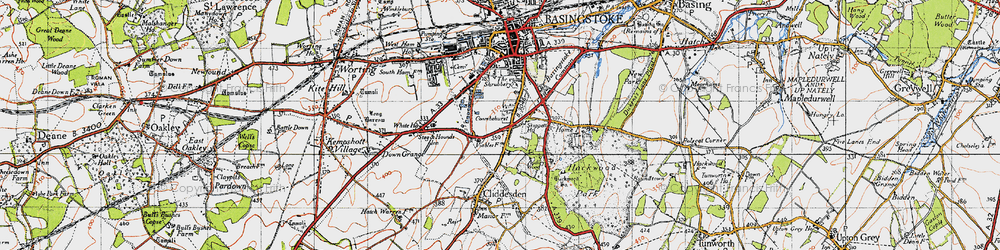 Old map of Cranbourne in 1945