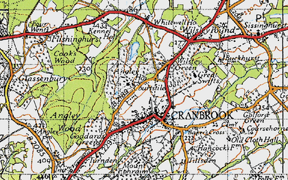Old map of Cranbrook in 1940
