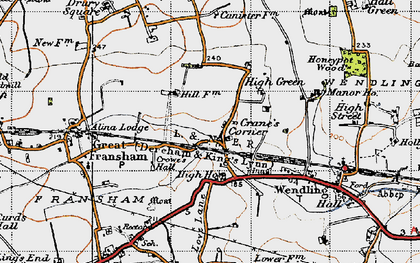 Old map of Crane's Corner in 1946