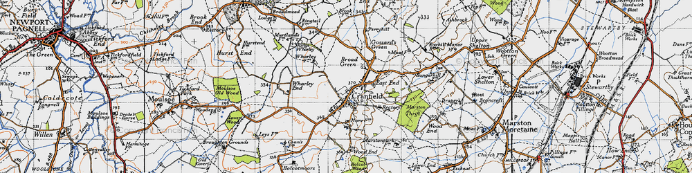 Old map of Cranfield in 1946