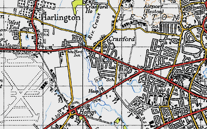 Old map of Cranford in 1945