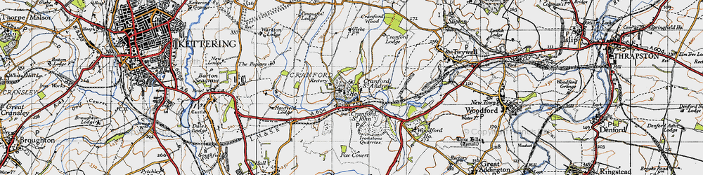 Old map of Cranford St Andrew in 1946