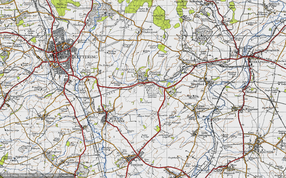 Old Map of Historic Map covering Burton Wold in 1946