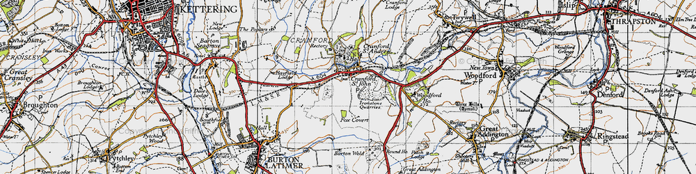 Old map of Cranford St John in 1946
