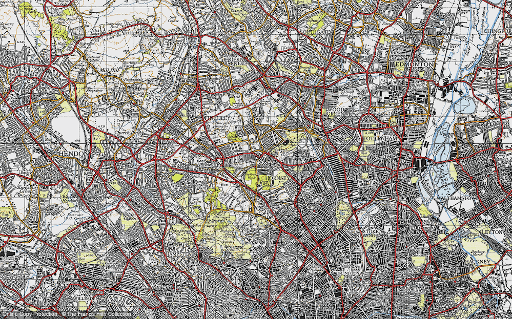 Old Map of Cranley Gardens, 1945 in 1945