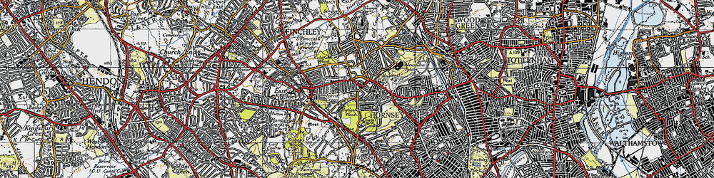 Old map of Cranley Gardens in 1945
