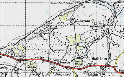 Old map of Bouldnor Cliff in 1945