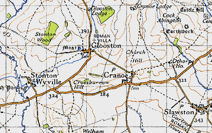 Old map of Cranoe in 1946