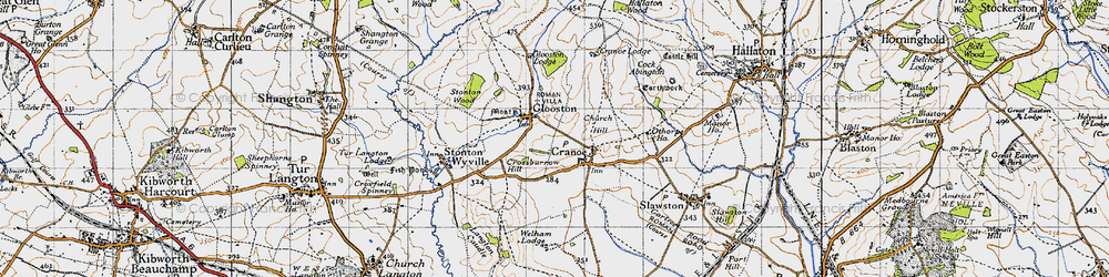 Old map of Cranoe in 1946