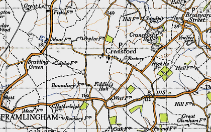 Old map of Cransford in 1946