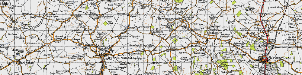 Old map of Cransford in 1946