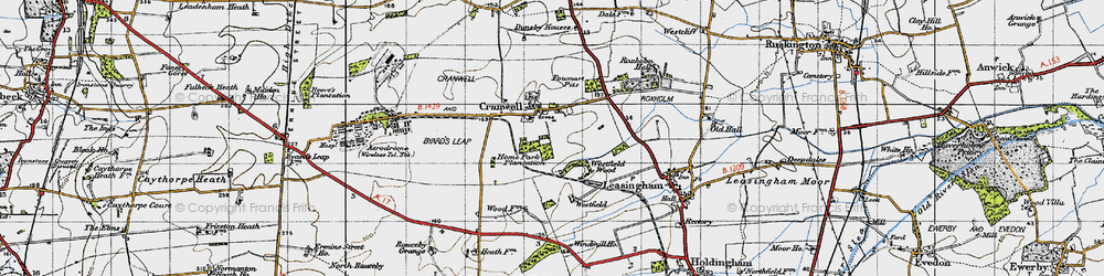 Old map of Dunsby Village in 1946
