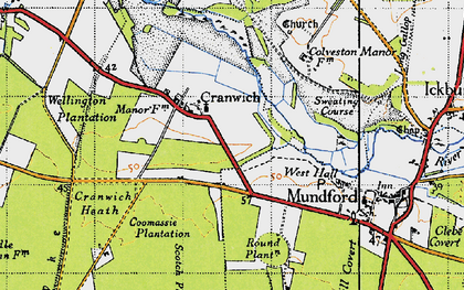 Old map of Cranwich in 1946