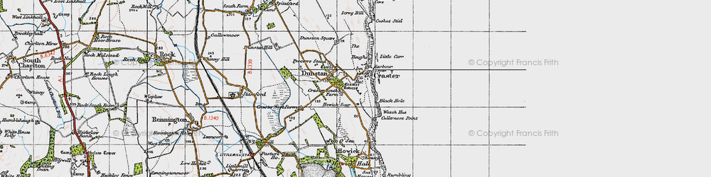 Old map of Craster in 1947
