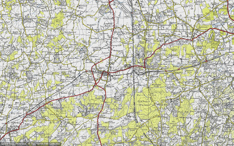 Old Map of Crawley, 1940 in 1940