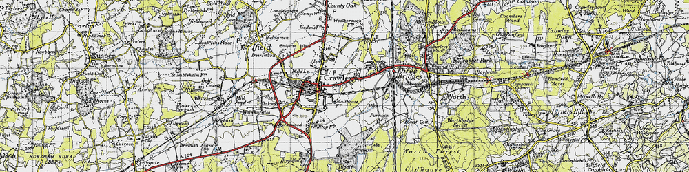 Old map of Crawley in 1940