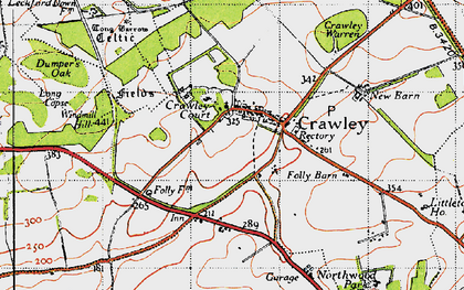 Old map of Crawley in 1945
