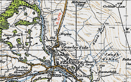 Old map of Crawleyside in 1947