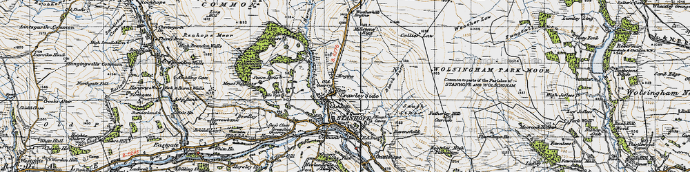 Old map of Crawleyside in 1947